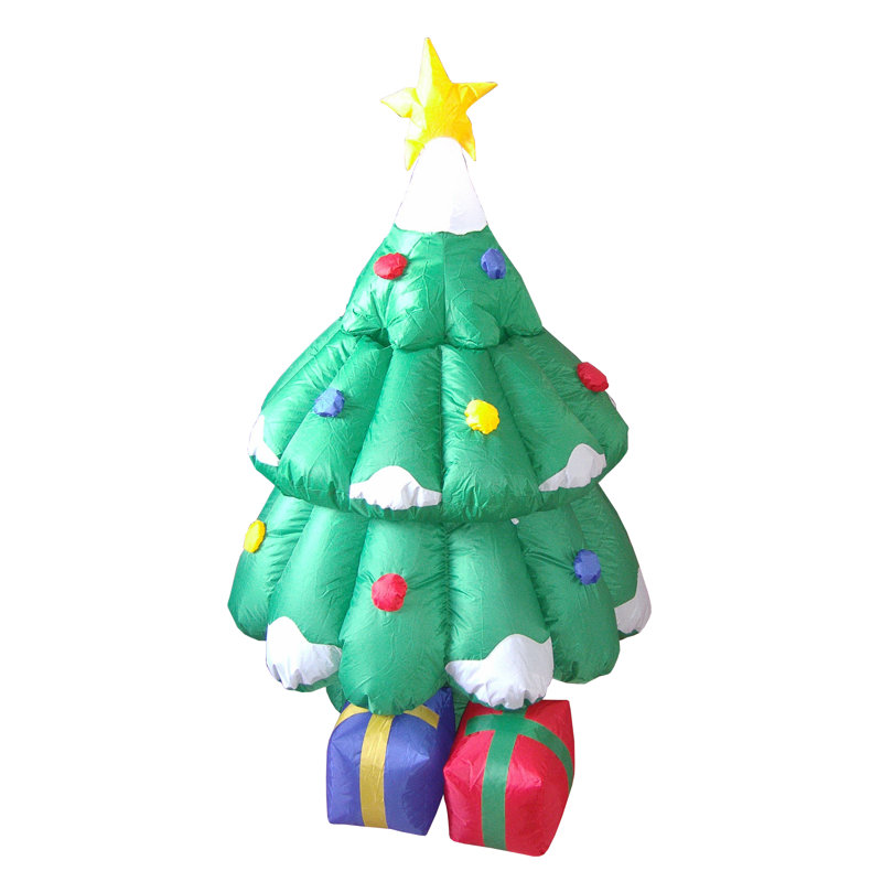Three Posts Christmas Inflatables Animated Santa and Tree Decoration